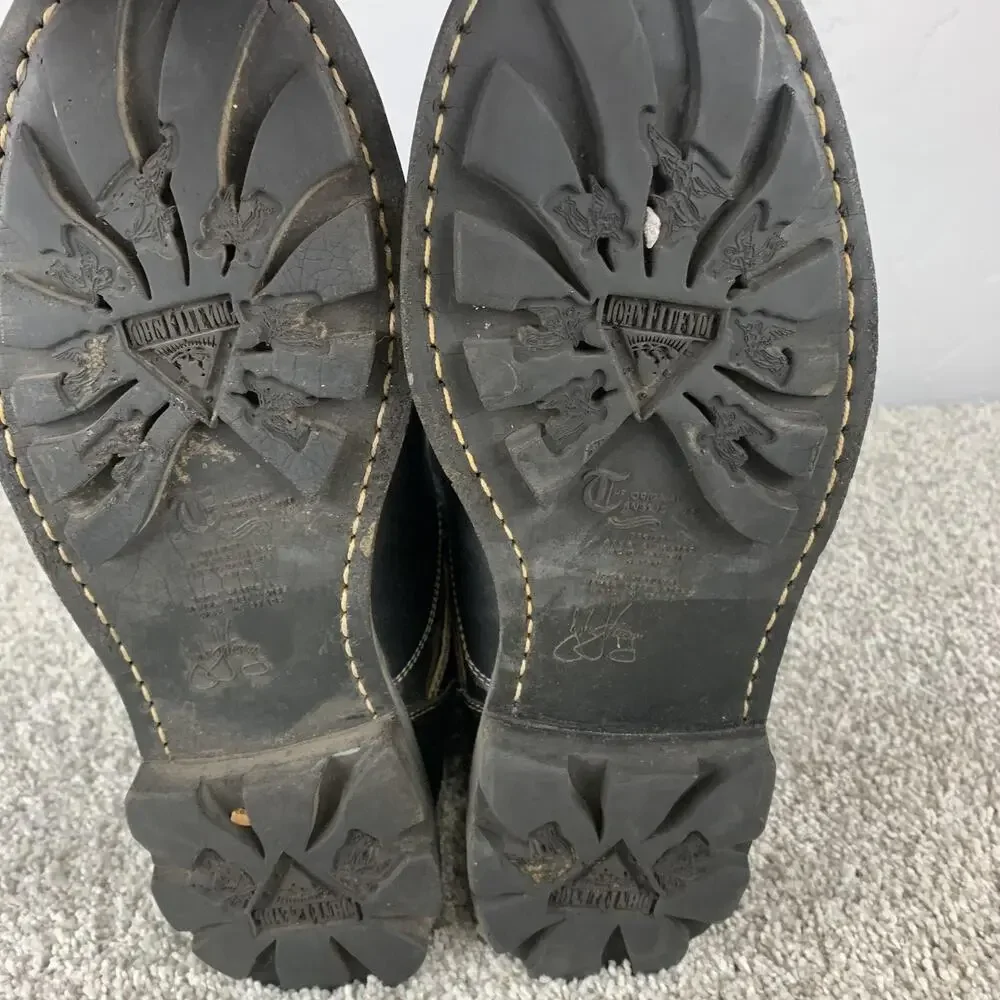 John Fluevog Boots Mens Size 13 Leather Motorcycle Biker Grunge Punk Strap Sole